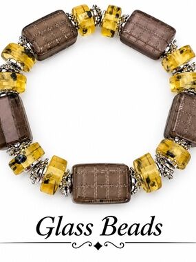 Vintage Stretch Bracelet in Smoky Gray and Amber